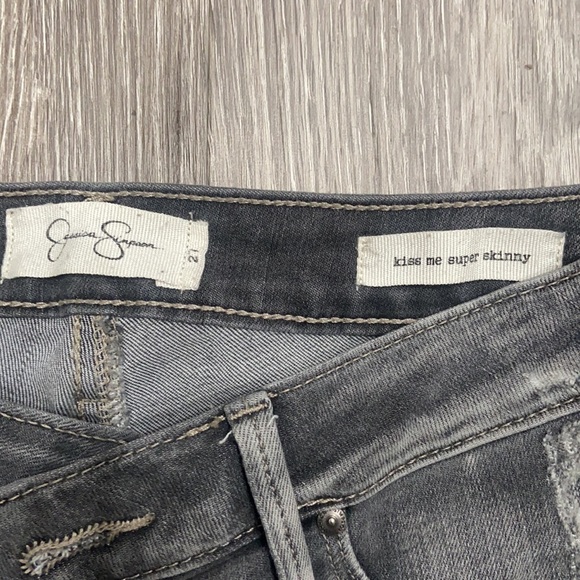 “Kiss me super skinny” Grey Distressed Jessica Simpson Denim Jeans - Picture 2 of 4
